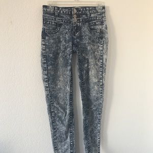 High Waisted Acid Wash Skinny Jeans